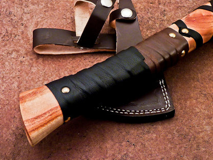 Hand Forged Bearded Viking Axe Tomahawk 18 Inch Carbon Steel with Wood Handle and Leather Sheath