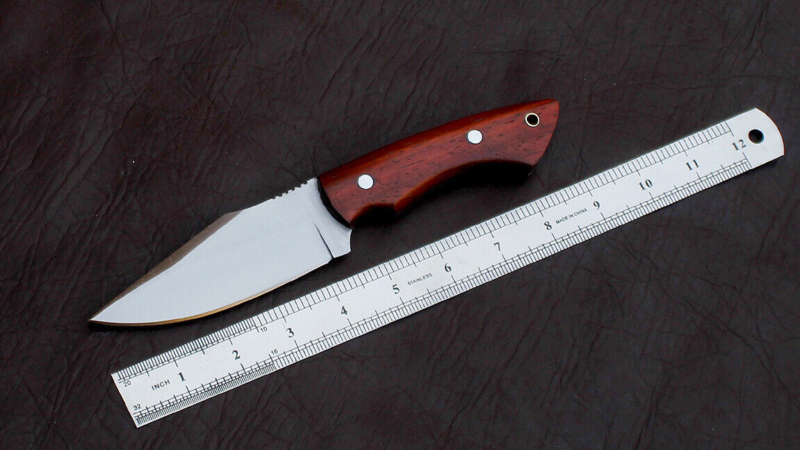 Hand Forged Skinner Knife | D2 Tool Steel Fixed Blade Hunting Knife with Leather Sheath