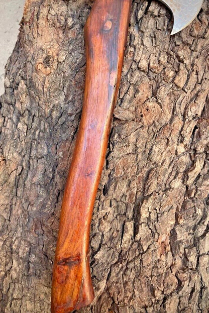Custom Handmade Viking Axe – Bushcraft and Forest Hatchet with Leather Sheath