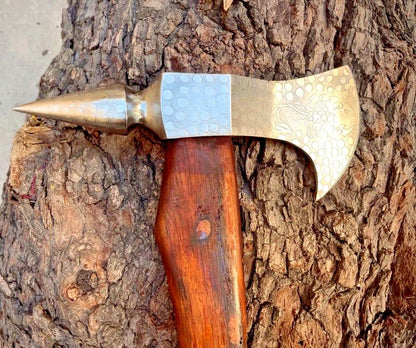 Custom Handmade Viking Axe – Bushcraft and Forest Hatchet with Leather Sheath