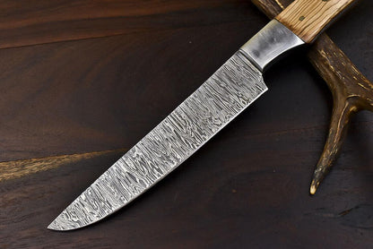 Kitchen Professional Chef Knife Forged Damascus Custom Hunting Knife with Sheath