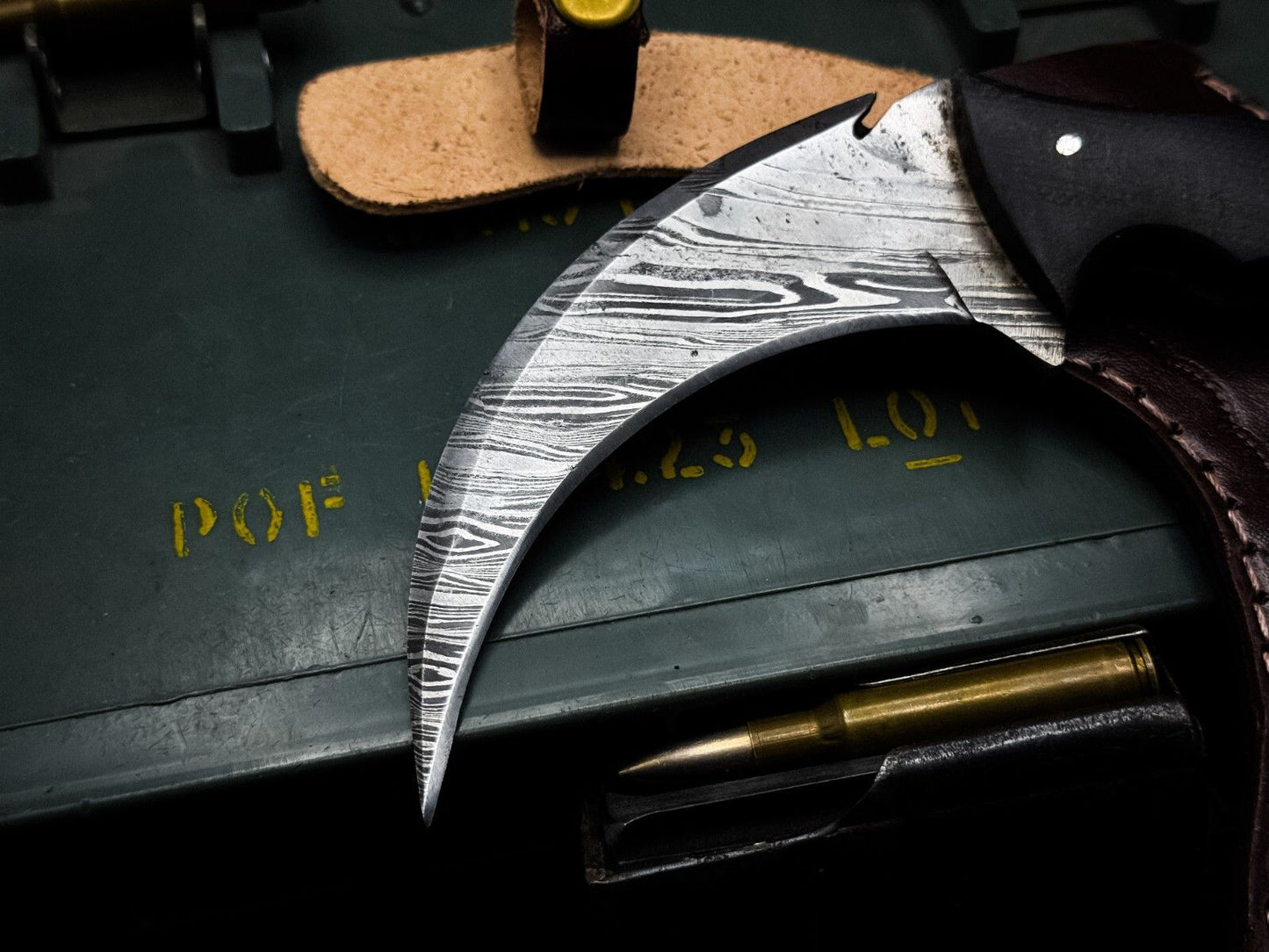 8" Handmade Damascus Karambit Knife with Bone Handle Best Karambit Knife