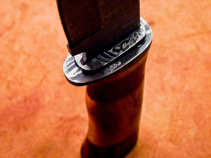 12" Damascus Steel Bowie Knife with Camel Bone Handle – Handmade by Heritage Forge