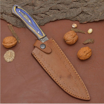 Premium Handmade Damascus Steel Fillet Chef Knife with Full Tang Pakka Wood Handle