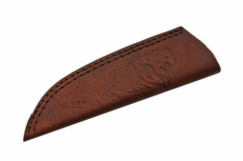 Hunting Skinner Knife | 3.5" Stainless Steel Blade | Red White Blue Bone-Wood Handle | Full Tang with Leather Sheath