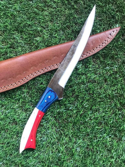 13" Handmade D2 Steel Fillet Knife Best Fillet Knife Fish Fillet Knife With Leather Sheath