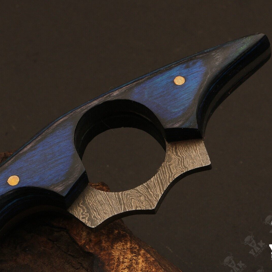 Heritage Forge 7" Fire Damascus Steel Skinner Knife with Wood Handle
