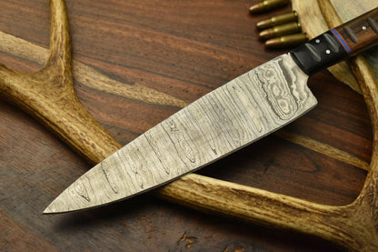 Custom Handmade Damascus Steel Chef Knife – Full Tang Kitchen Blade