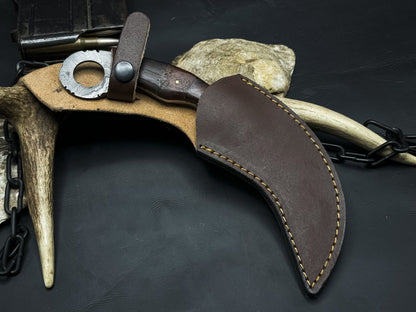 Handmade 8" Damascus Karambit Knife Best Damascus Steel Knife with Wood Handle