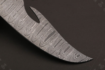 Heritage Forge 15 Inch Custom Handmade Twist Damascus Bowie Knife with Camel Bone Handle