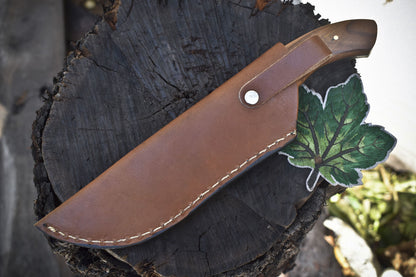 Hand Forged Ladder Damascus Skinner Knife Walnut Wood Handle Outdoor Hunting Tool