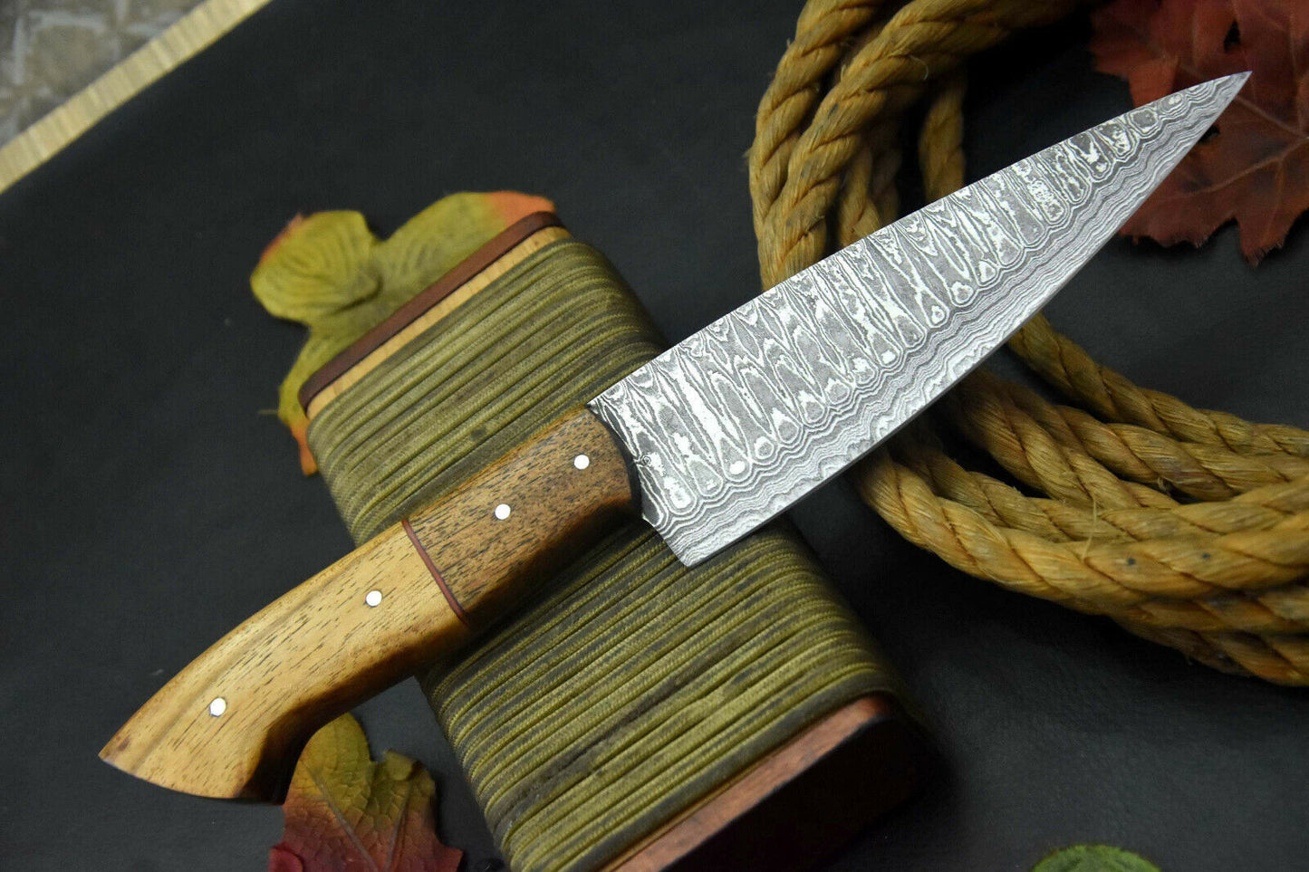 Custom 10.6" Handmade Damascus Steel Chef Knife with Walnut Handle