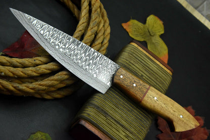 Custom 10.6" Handmade Damascus Steel Chef Knife with Walnut Handle