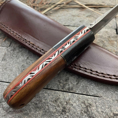 11" Handmade Damascus Hunting Bowie Knife | Full Tang Wooden Handle