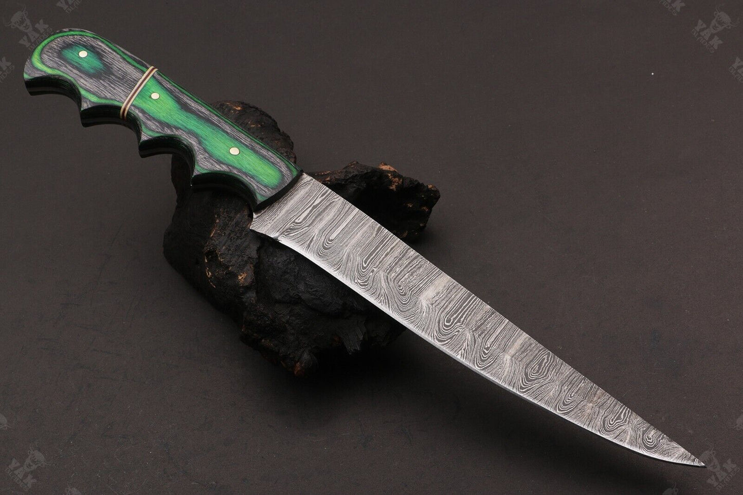 12" Handmade Twist Damascus Steel Fillet Knife Custom Fillet Knife With Leather Sheath
