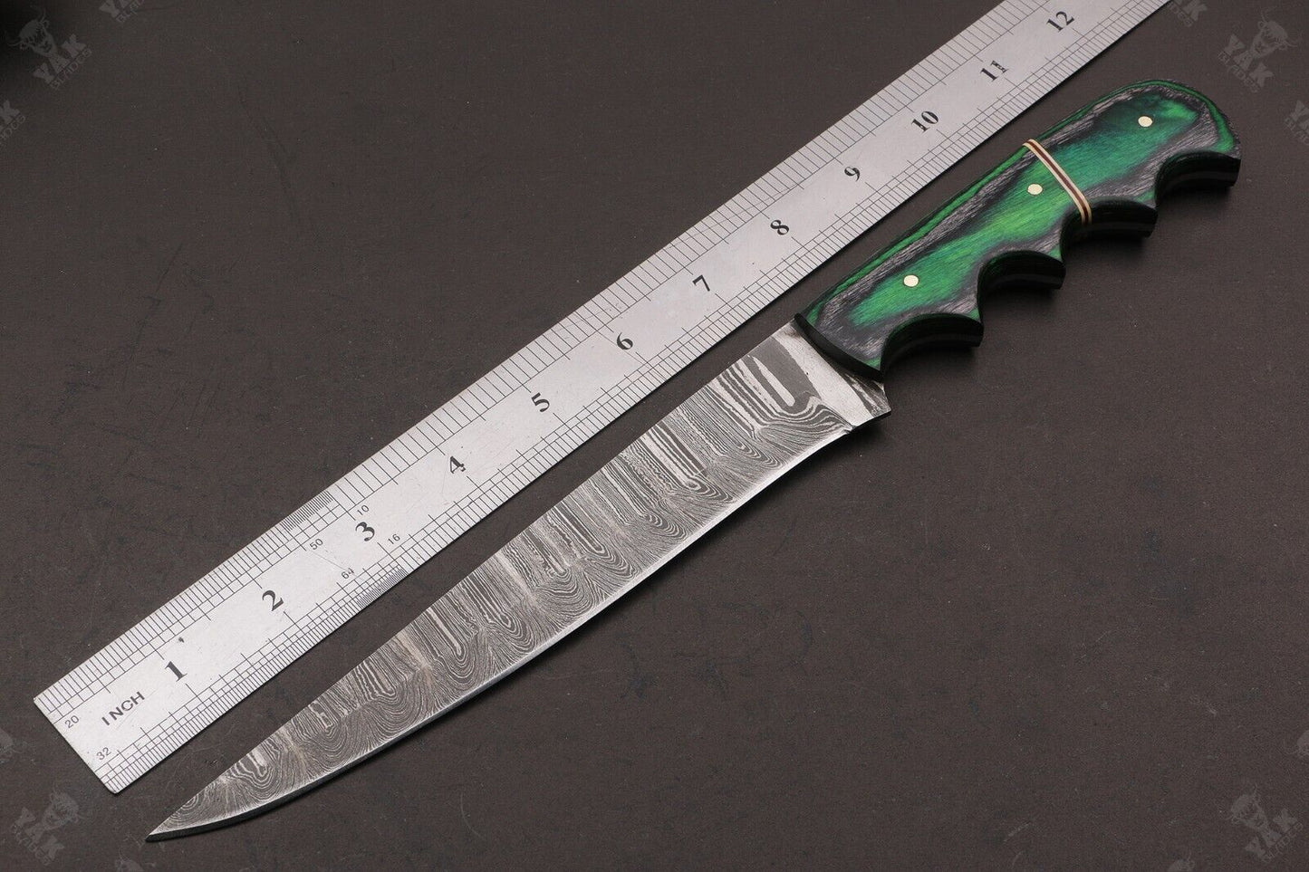 12" Handmade Twist Damascus Steel Fillet Knife Custom Fillet Knife With Leather Sheath