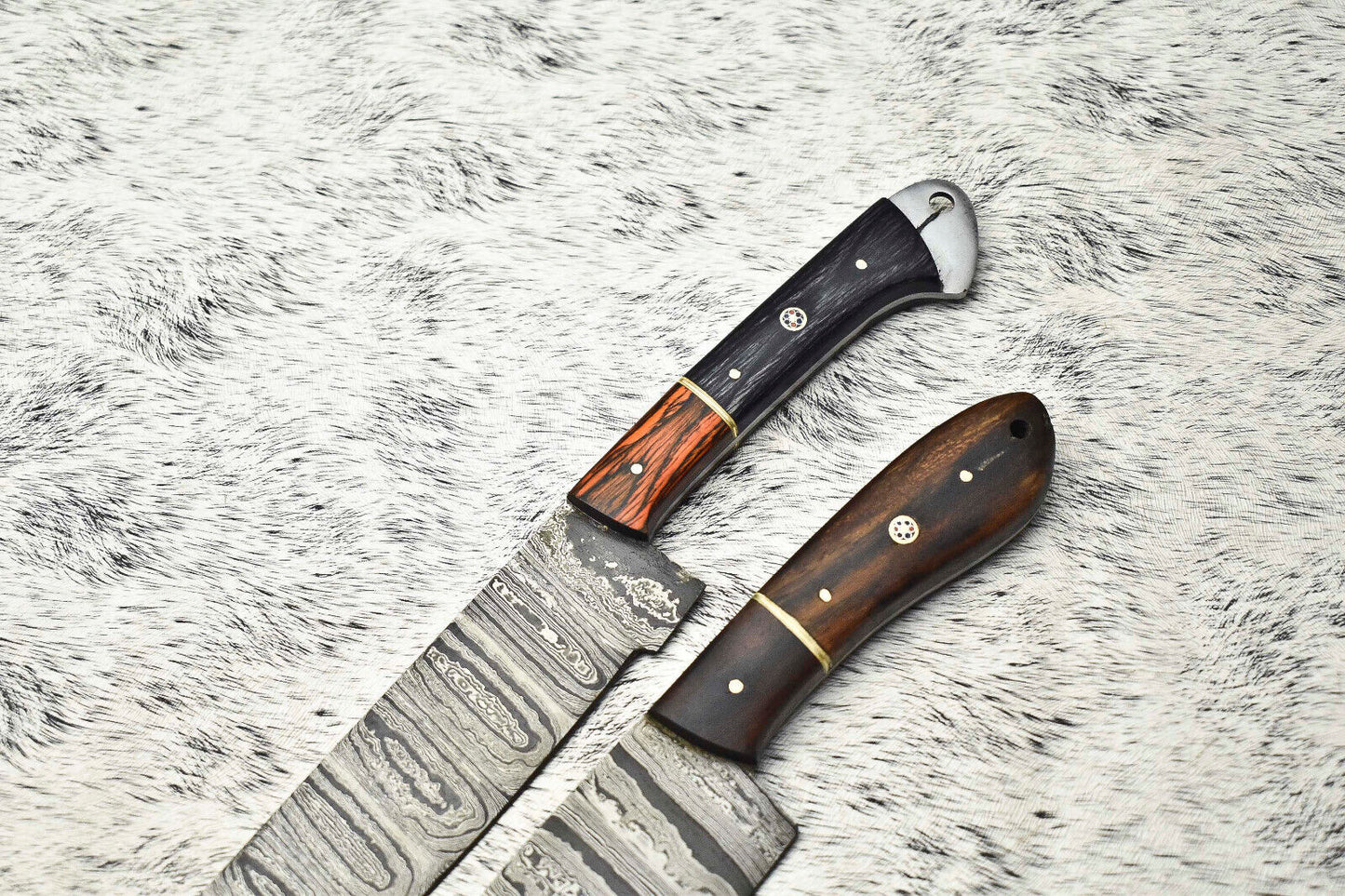 Lot of 2 Handmade Damascus Blade Full Tang Chef Set Knives – Unique Handmade Kitchen Knives
