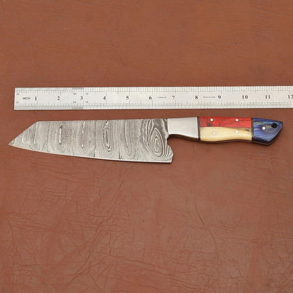 Handmade Damascus Steel Kitchen Chef Knife | Full Tang Wood Handle with Sheath