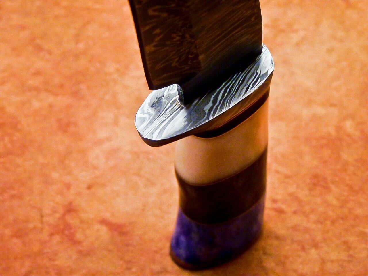 Heritage Forge 15 Inch Custom Handmade Damascus Hunting Bowie Knife with Camel Bone Handle
