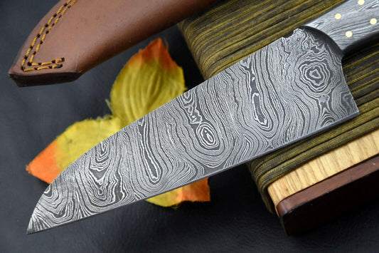 Custom 11.8" OAL Damascus Steel Chef Knife Handmade with Camel Bone Handle