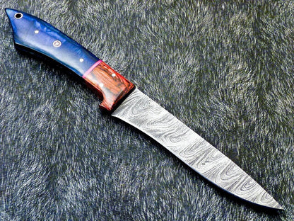 10" Custom Hand-Forged Damascus Steel Chef Knife | Hardwood Handle Kitchen Knife