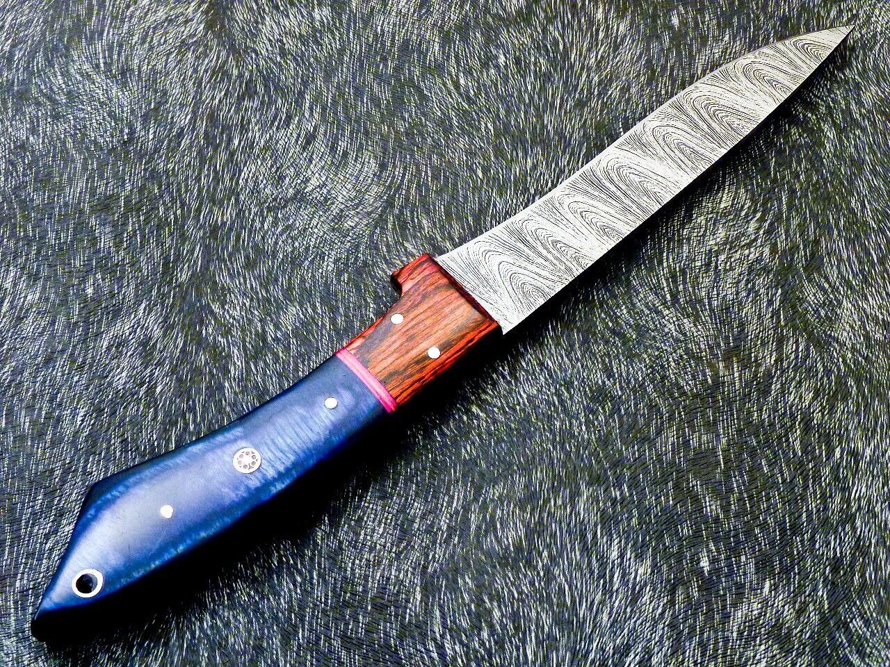 10" Custom Hand-Forged Damascus Steel Chef Knife | Hardwood Handle Kitchen Knife