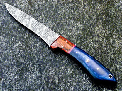 10" Custom Hand-Forged Damascus Steel Chef Knife | Hardwood Handle Kitchen Knife