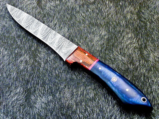 10" Custom Hand-Forged Damascus Steel Chef Knife | Hardwood Handle Kitchen Knife