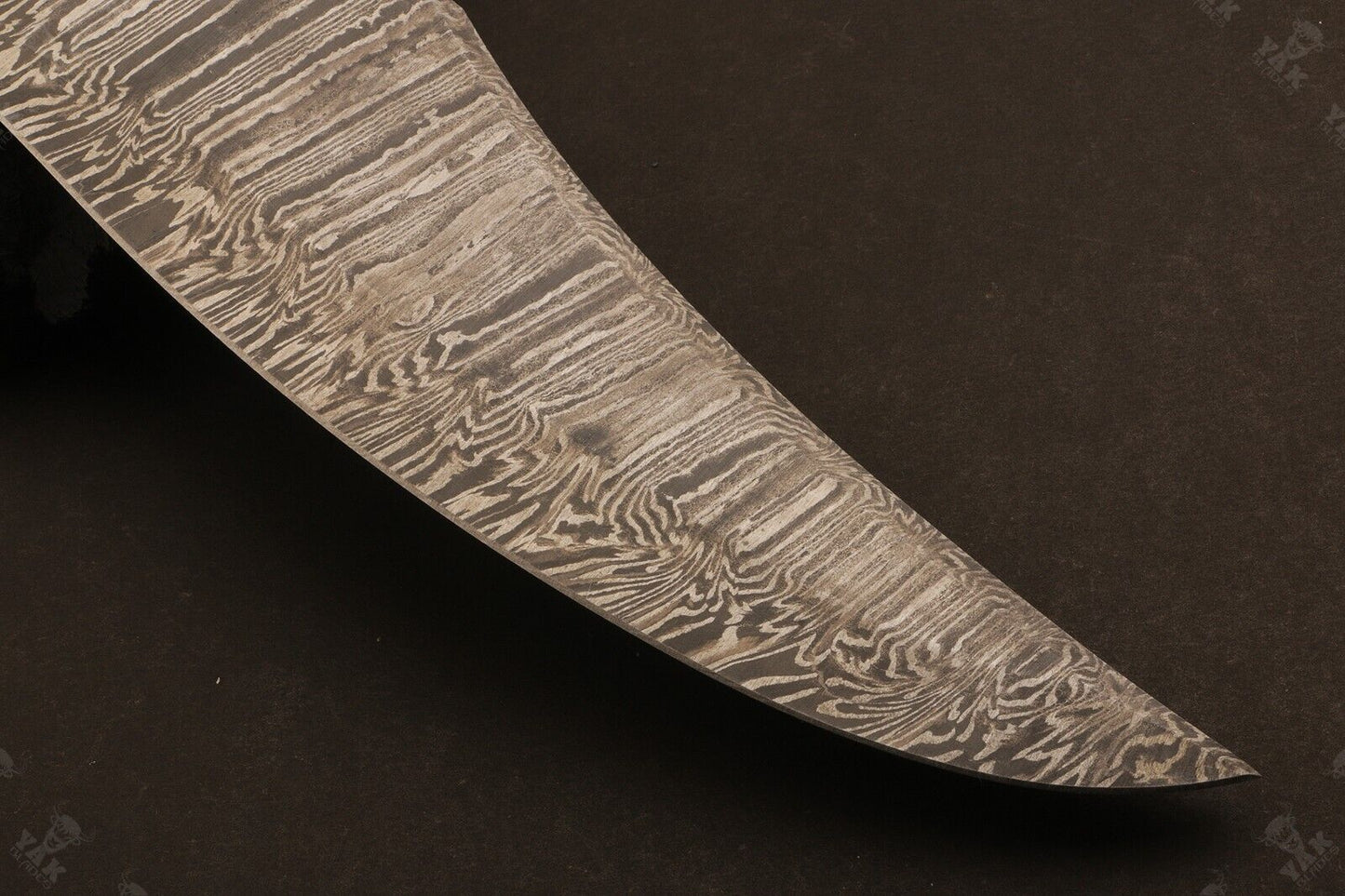 Heritage Forge 15 Inch Damascus Steel Bowie Knife with Wood Handle for Hunting and Camping