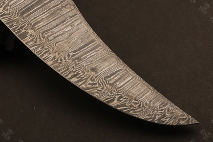 Heritage Forge 15 Inch Damascus Steel Bowie Knife with Wood Handle for Hunting and Camping