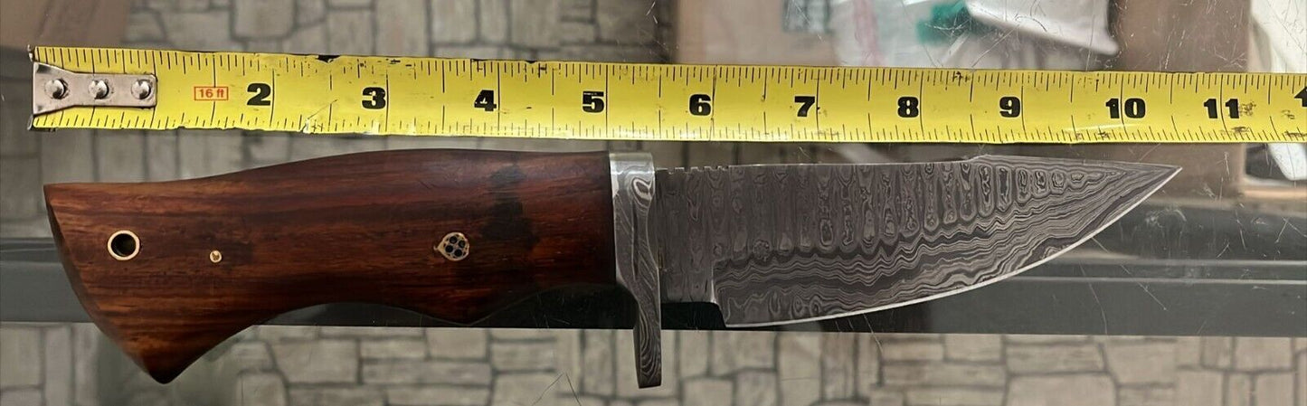 Custom Handmade Damascus Steel Bowie Hunting Knife – 512-Layer Forged Blade with Leather Sheath | Heritage Forge