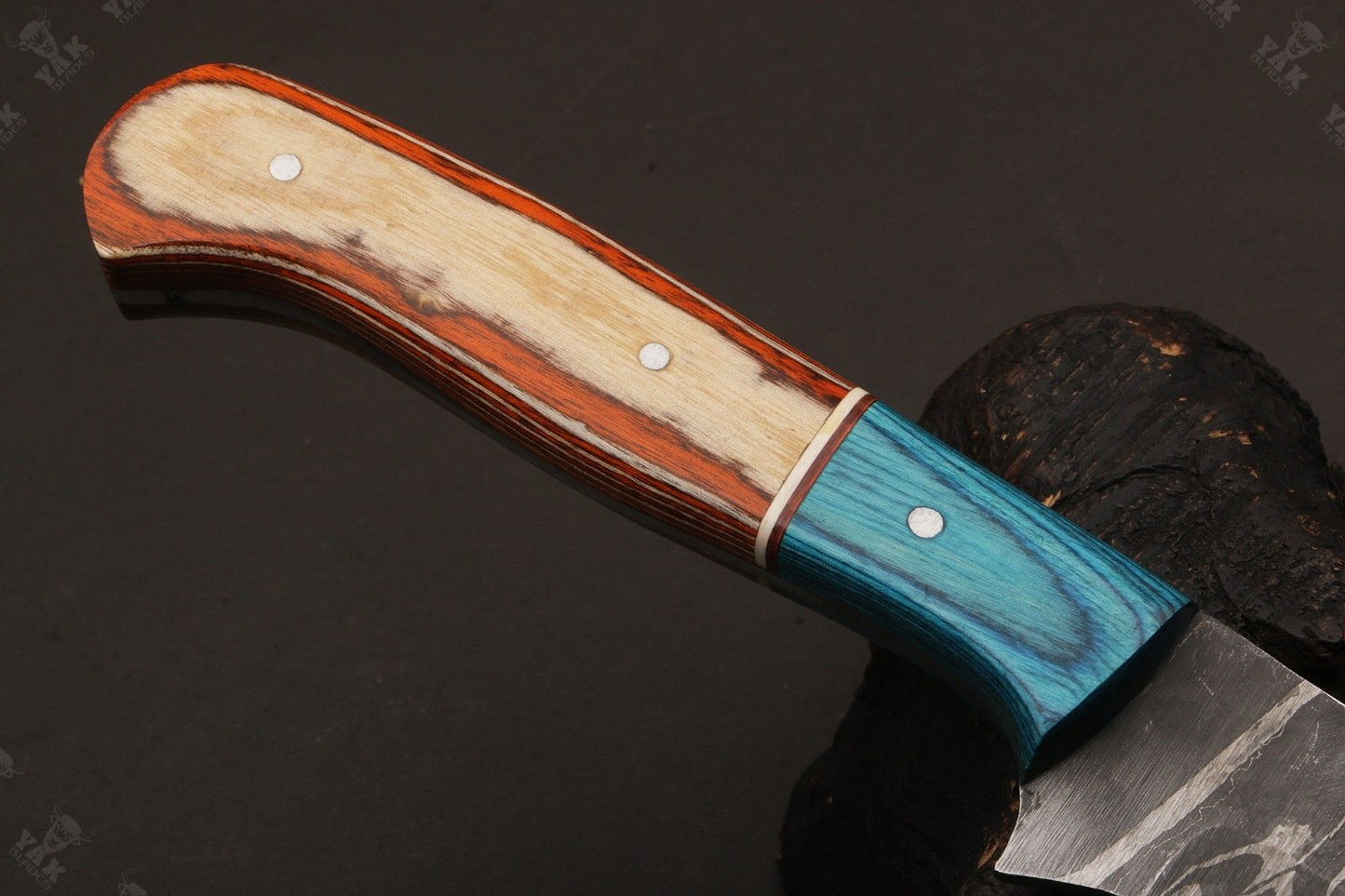 13" Damascus Fillet Knife Fire Damascus Steel Fillet Knife With Pakka Wood Handle