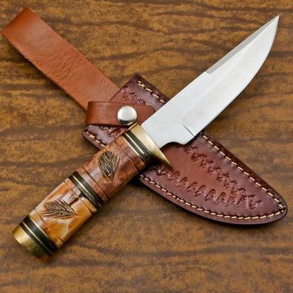 Custom Handmade 12 Inch D2 Steel Blade Hunting Bowie Camping Knife – Full Tang Survival Knife