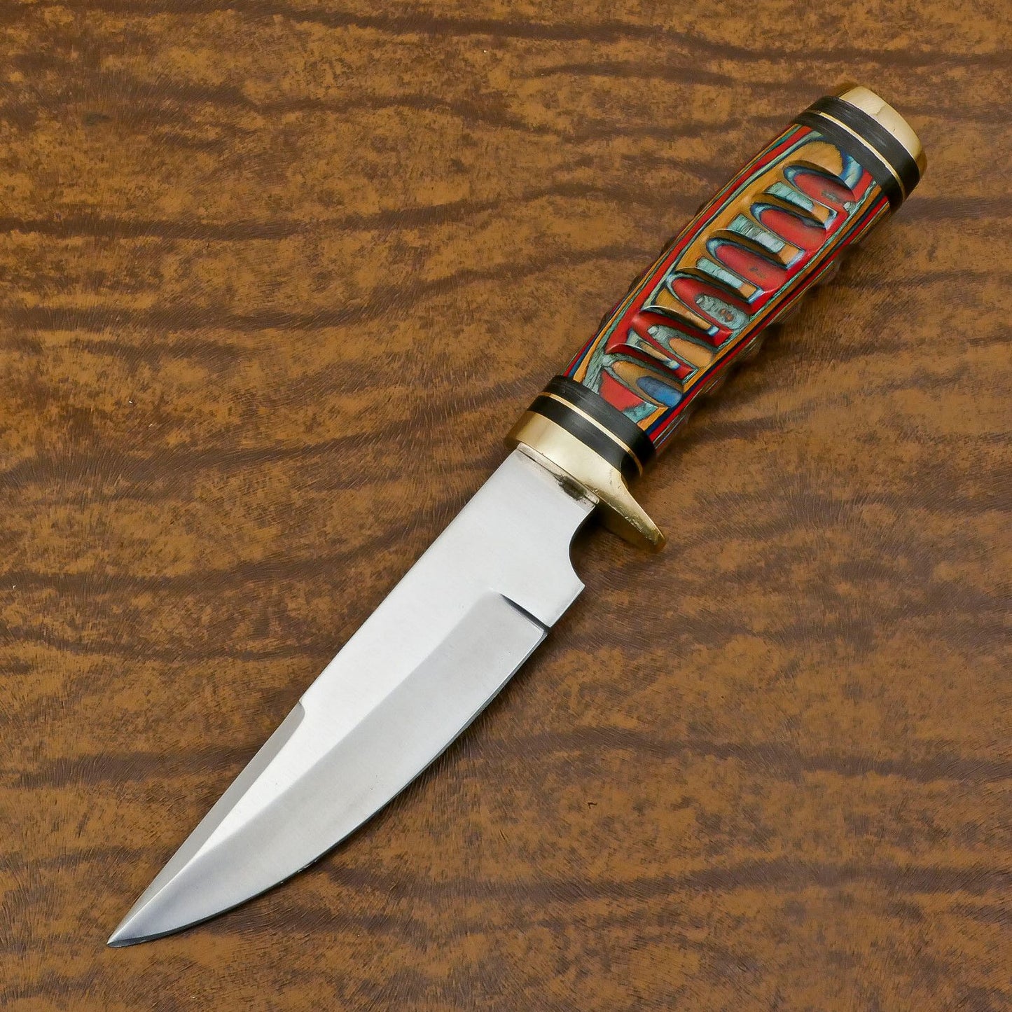 Handmade D2 Steel Bowie Camping Hunting Knife with Pakka Wood Handle – Full Tang