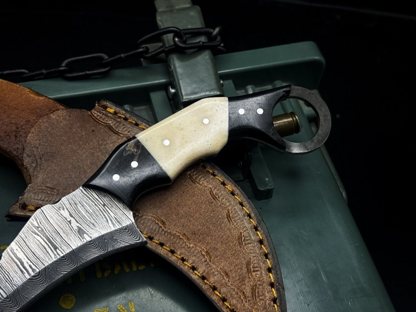 8" Handmade Damascus Karambit Tactical Karambit Damascus steel With Bone Handle
