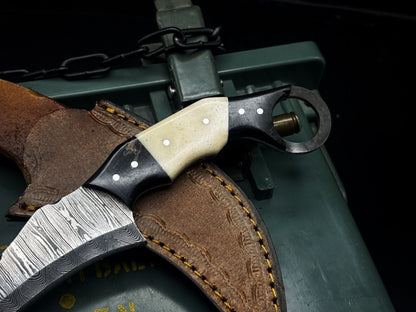 8" Handmade Damascus Karambit Tactical Karambit Damascus steel With Bone Handle