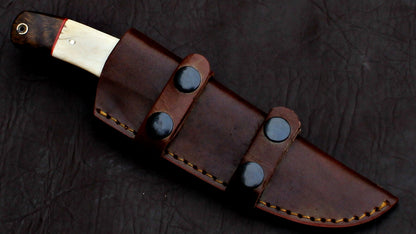 Custom Handmade D2 Tool Steel Hunting Skinner Knife with Leather Sheath – Full Tang EDC