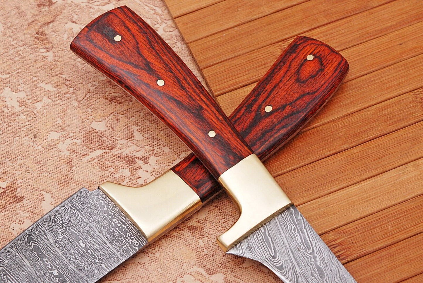 Christmas Sale – Handmade Damascus Chef Knife Set | Full Tang with Leather Case