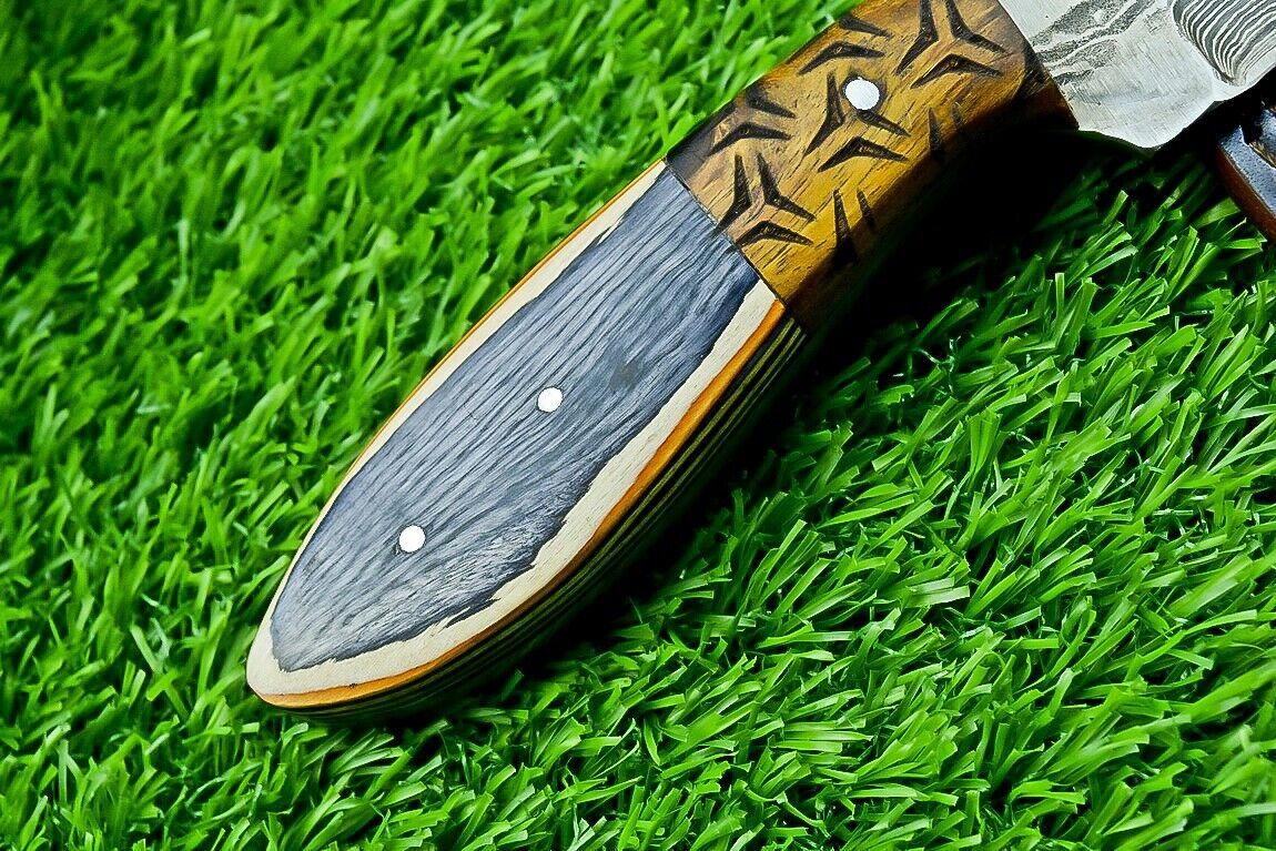 8" Full Tang Damascus Bowie Knife – Hardwood Handle