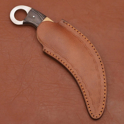 Handmade Damascus Karambit 9" Damascus Steel Karambit Knife with Bone & Wood Handle