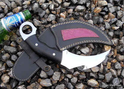10.0" Best Karambit Hand Forged D2 Steel Karambit Fixed Blade Knife with Sheath