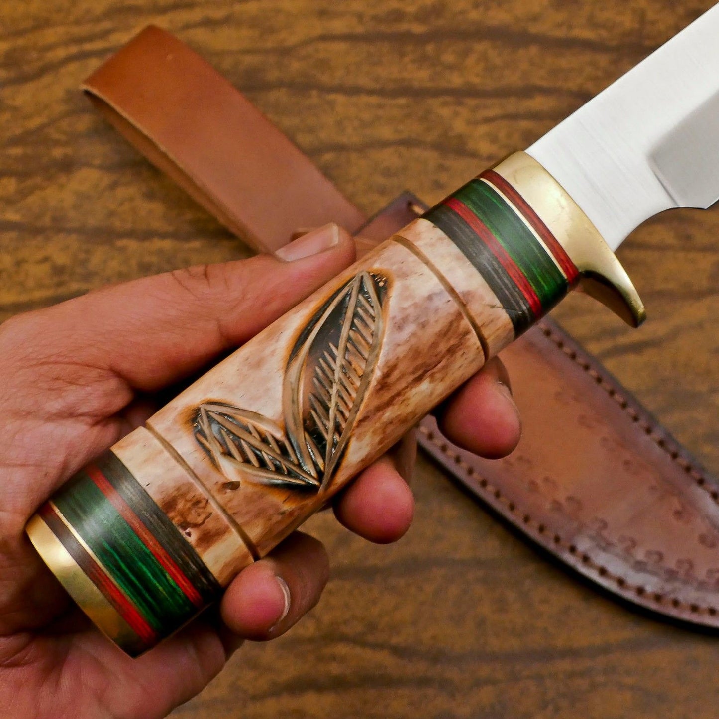 Custom Handmade D2 Steel Blade Hunting Bowie Outdoor Knife