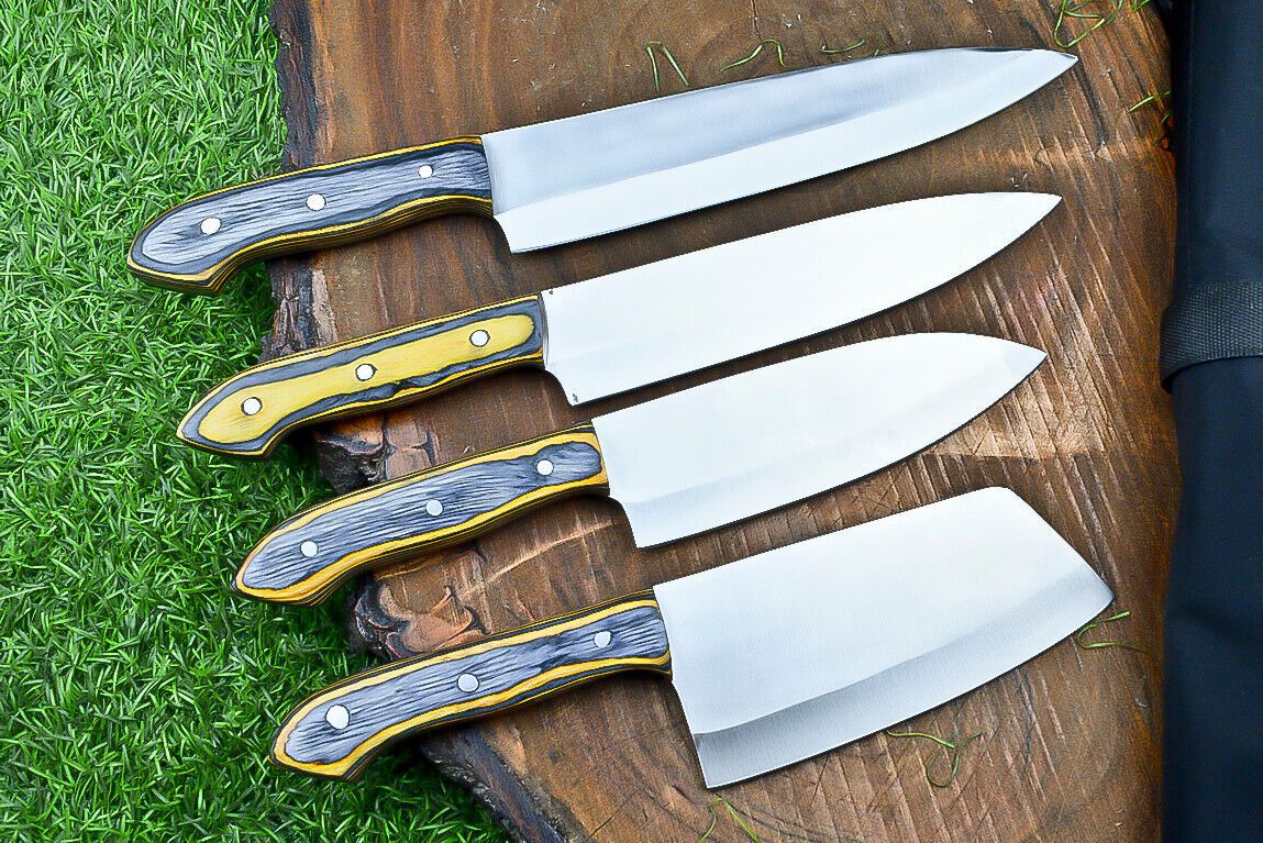 Handmade J2 Steel Chef Knife Set – Professional Kitchen Cutlery with Roll Bag