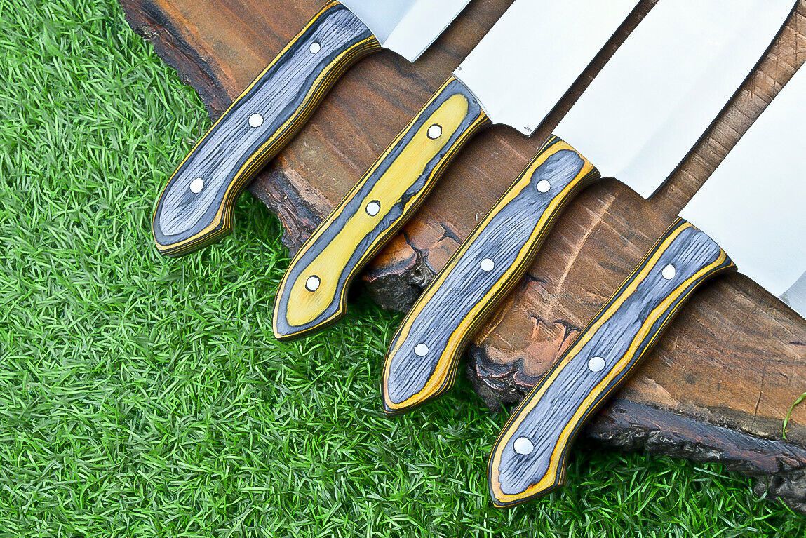 Handmade J2 Steel Chef Knife Set – Professional Kitchen Cutlery with Roll Bag
