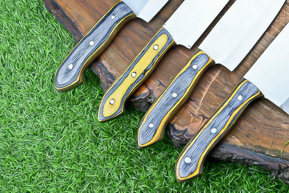 Handmade J2 Steel Chef Knife Set – Professional Kitchen Cutlery with Roll Bag
