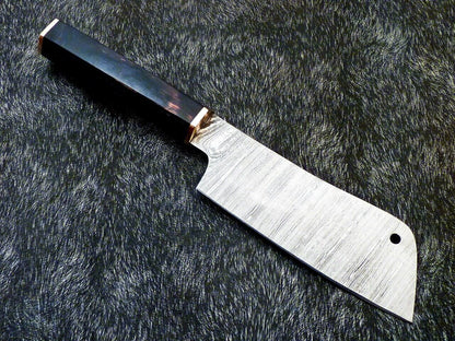 11" Custom Hand Forged Damascus Steel Chef Knife – Kitchen & Camping Knife with Hardwood Handle
