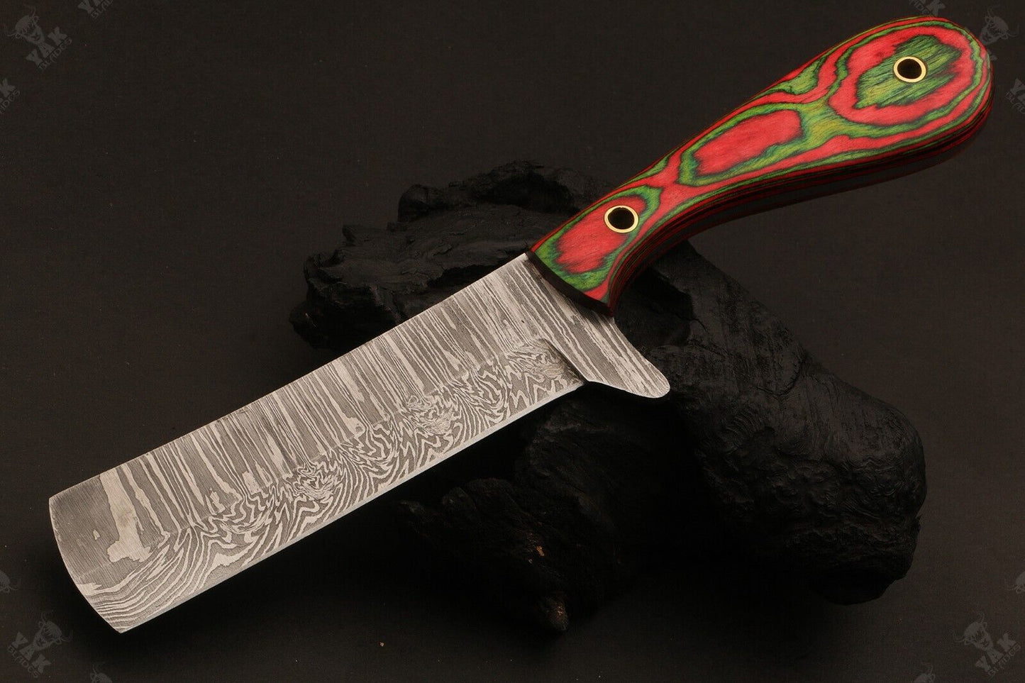 Bull Knife 9" Damascus Steel Bull Cutter Knife Custom Cowboy Bull Knife with Wood Handle