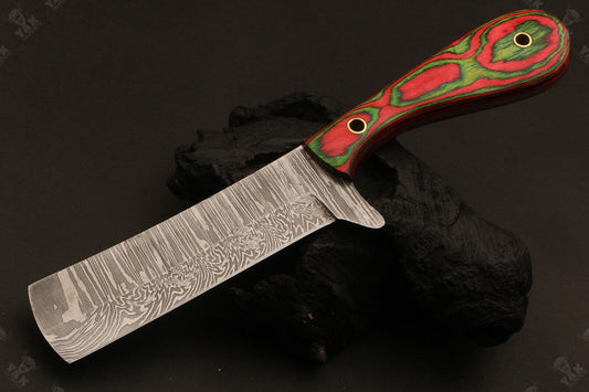 Bull Knife 9" Damascus Steel Bull Cutter Knife Custom Cowboy Bull Knife with Wood Handle