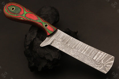 Bull Knife 9" Damascus Steel Bull Cutter Knife Custom Cowboy Bull Knife with Wood Handle