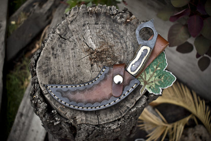 Hand Forged D2 Steel Karambit Knife Fixed Blade Karambit with Hard Wood Handle